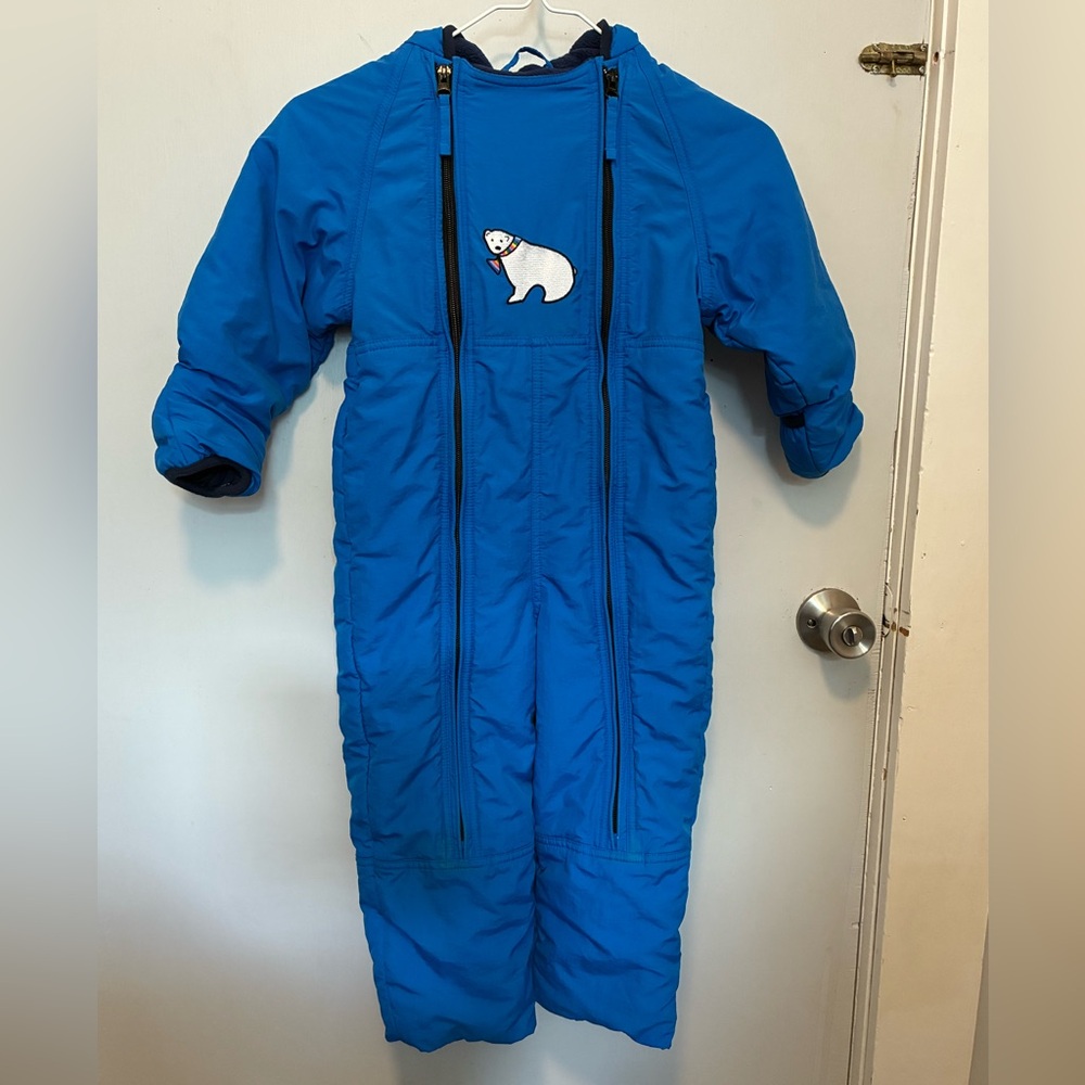 L.L. BEAN Toddler Blue Cold Buster One Piece Hooded  Coverall Snowsuit size 4T